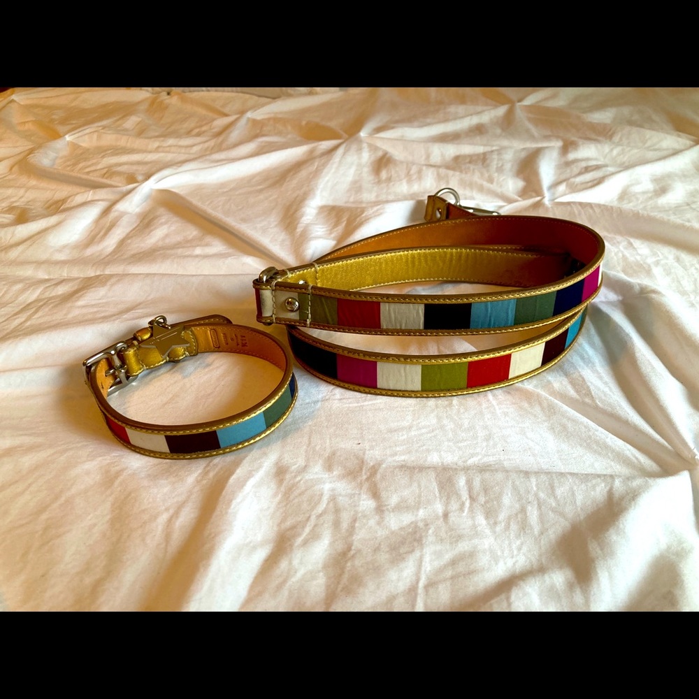 Coach Legacy Stripe Dog Collar & Leash